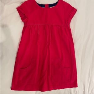Mini Boden bright pink soft cord button back dress